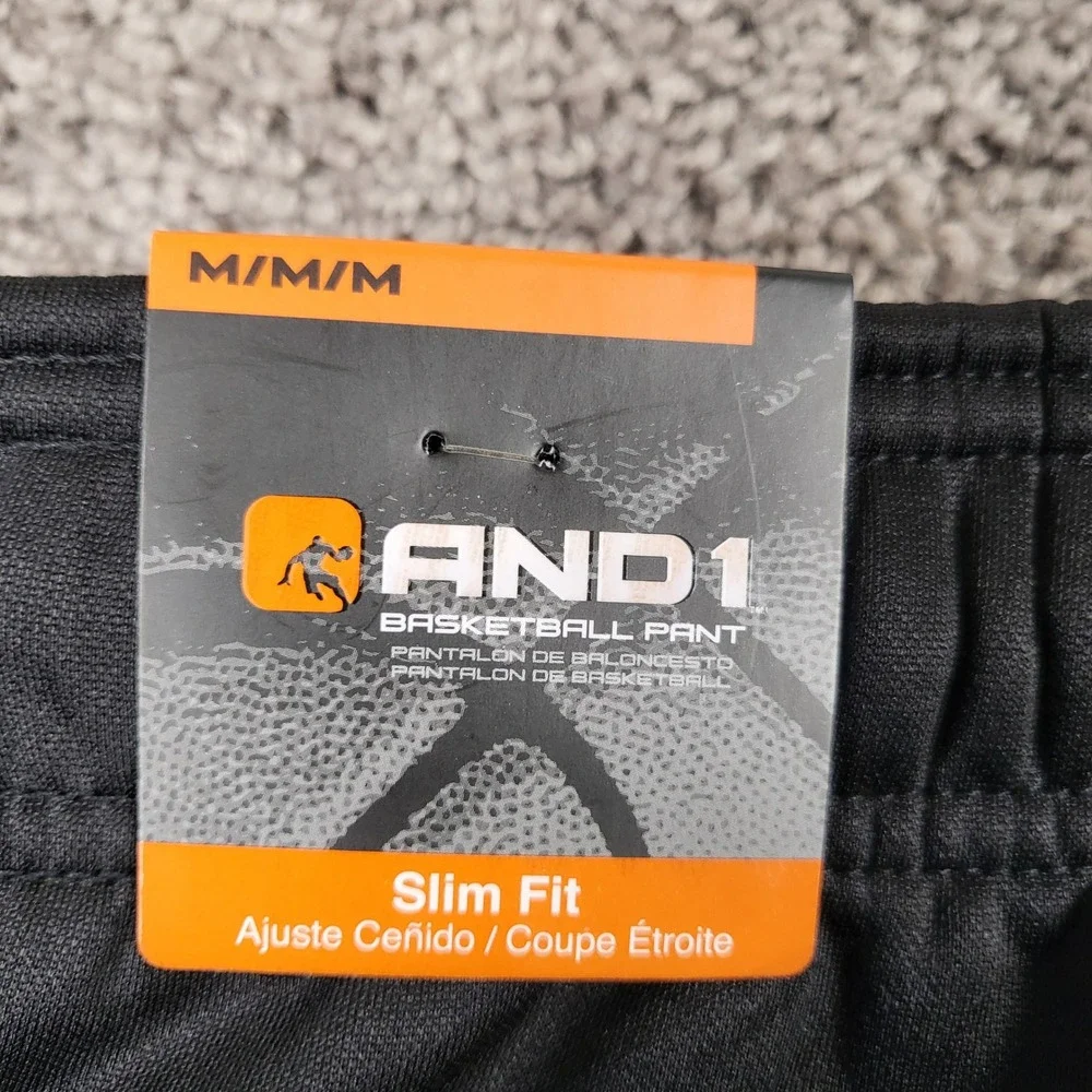 AND1 Tech Fleece Pant Mens M Black NEW Slim Fit Basketball Joggers ANM204PA01026